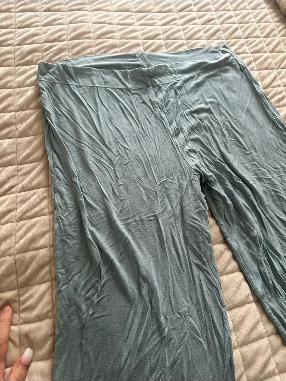 SKIMS Lightweight Wide-Leg Pajama Pants in Sage Green